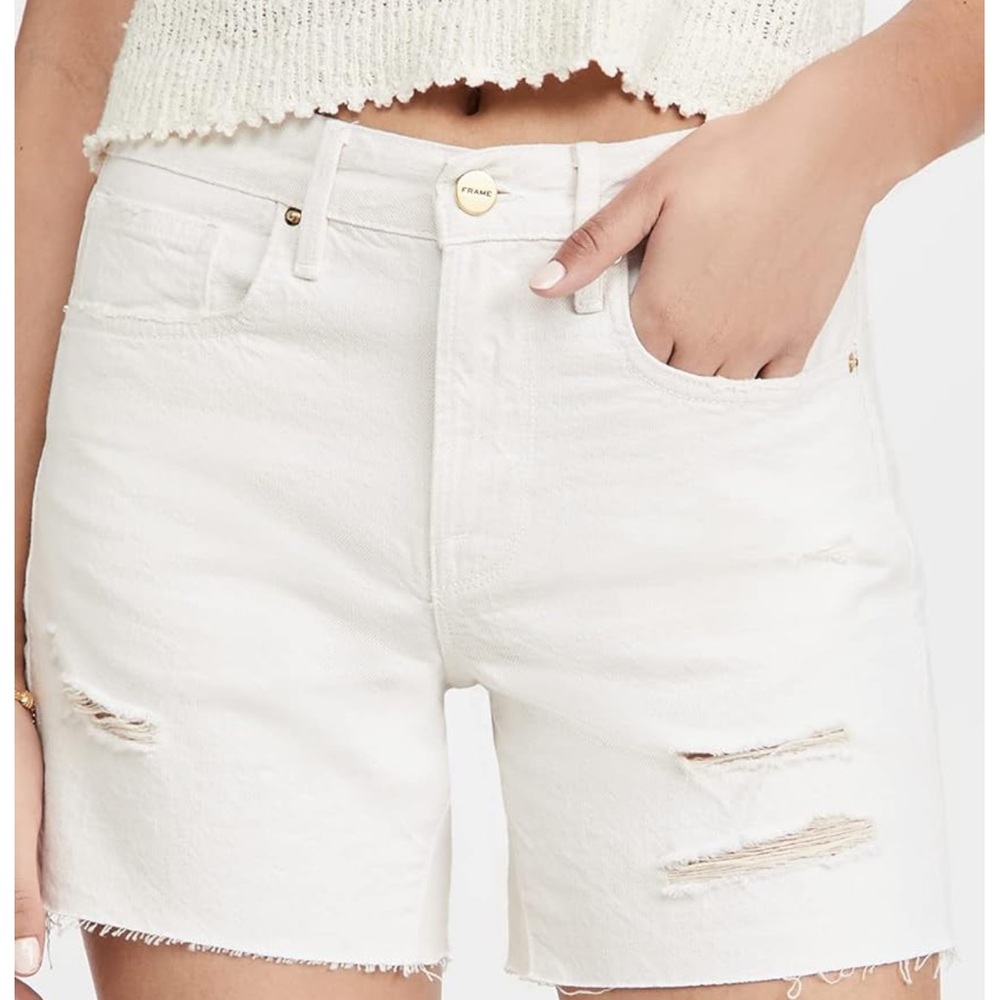 FRAME White Denim Shorts